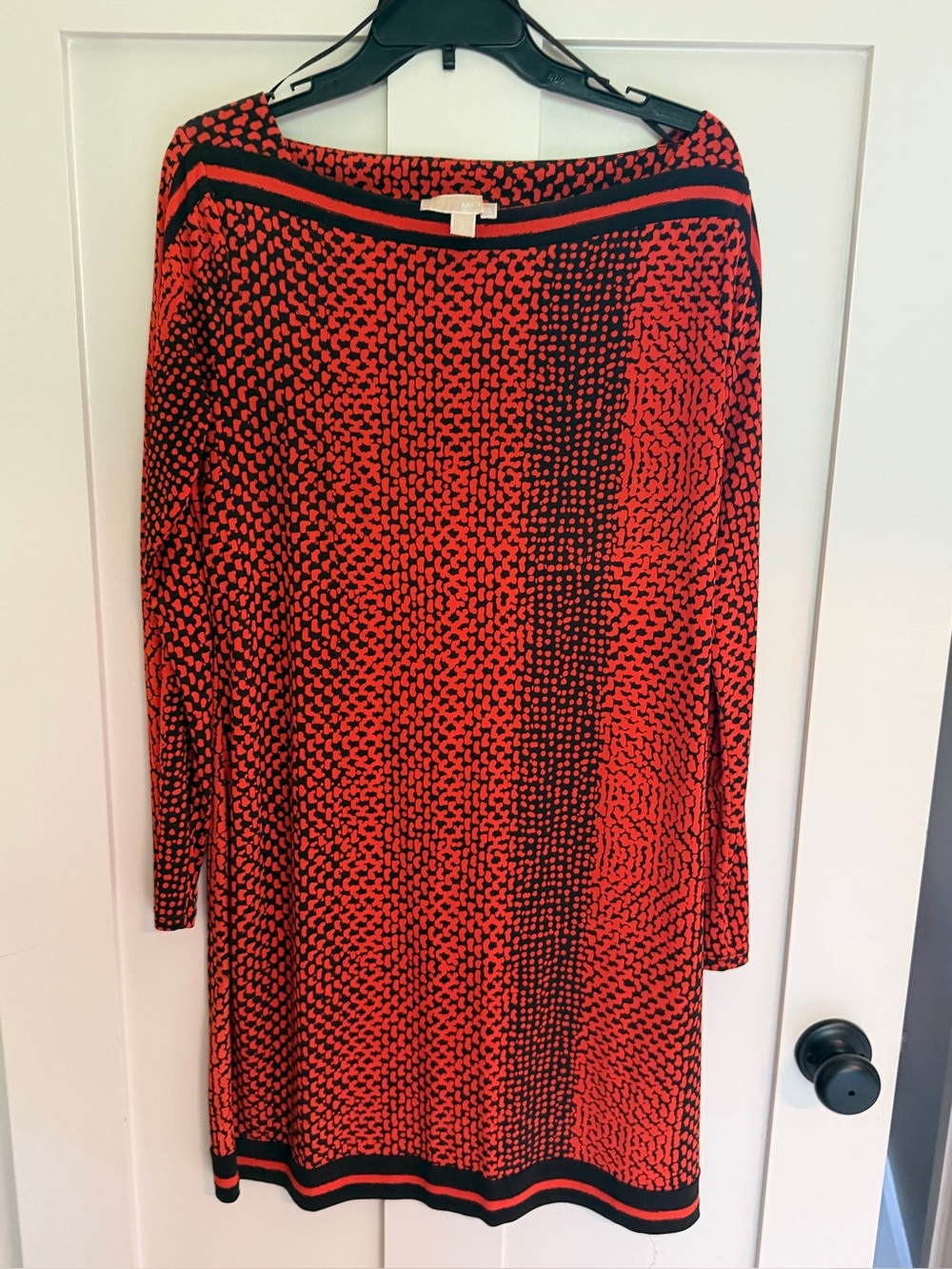 MICHAEL Michael Kors Red and Black Long-Sleeve Shift Dress
